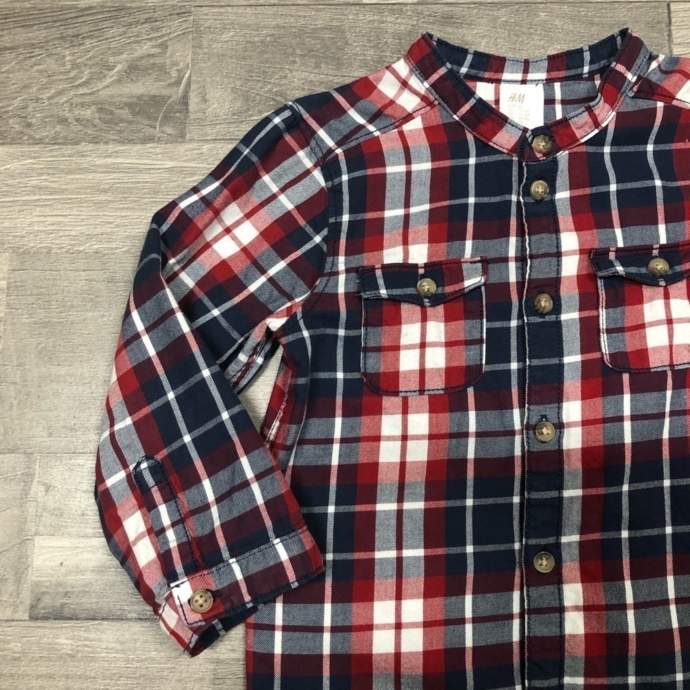 H&M Toddler Boys Plaid Long Sleeve Button Down Shirt 2T - Picture 2 of 6